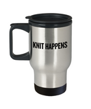 Gift Idea For Knitter - Knitting Travel Mug - Knit Happens