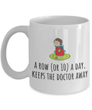 Knitting Gift Idea - Knitter Mug - Handicraft, Needlework Present - Row A Day Keeps The Doctor Away