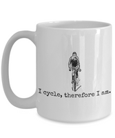 Bicycle Rider Gift - Cycling Present Idea - Biking Coffee Mug - I Cycle, Therefore I Am