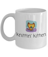 Cute Knitting Present - Cat Lover, Knitter Coffee Mug - Knittin' Kitten