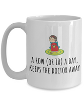 Knitting Gift Idea - Knitter Mug - Handicraft, Needlework Present - Row A Day Keeps The Doctor Away