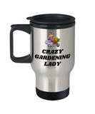 Gift Idea For Gardener - Crazy Gardening Lady - Flower Garden Travel Mug