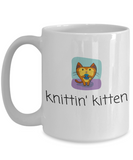 Cute Knitting Present - Cat Lover, Knitter Coffee Mug - Knittin' Kitten