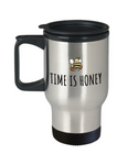 Beekeeping Present Idea - Funny Gift For Beekeeper, Apiarist - Cute Bee Travel Mug - Time Is Honey