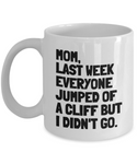 Funny Mother's Day Gift - Cute Mom Mug - Jumped Of A Cliff - Mother's Birthday Present