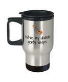 Funny Gift For Ukulele Player - While My Ukulele Gently Weeps - Travel Mug