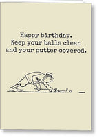 Funny Golf Card - Golf Birthday Card - Golf Player Card - Golf Cards - Keep Your Balls Clean - Greeting Card