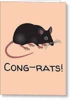 Funny Rat Greeting Card - Rat Birthday Card - Gift For Rat Lovers - Rat Owner - Cong-Rats - Greeting Card