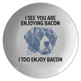 Weird Dog Art - Funny Dog Loves Bacon Gift- Bacon Lover Dinner Plate - Dog Lover Gift
