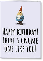 Gnome Birthday Card - Garden Gnome Birthday - There's Gnome One Like You - Greeting Card
