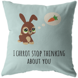 Cute Romantic Bunny Gift - Gift for Boyfriend - Long Distance Relationship - Throw Pillow - I Carrot Stop Thinking About You