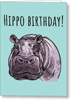 Hippo Birthday Card - Hippo Greeting Card - Hippo Birthday - Hippo Lover Gift - Hippopotamus Card - Greeting Card