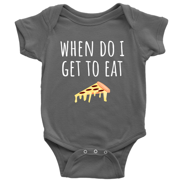 Cute Baby One-Piece- Pizza Baby Shirt - Baby Gift - When Do I Get To Eat Pizza - First Birthday or Baby Shower Present - Many Sizes And Colors