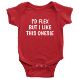 Fitness Baby One-Piece - Cute Baby Shirt - Weight Lifting Baby - I'd Flex But I Like This One-Piece - Many Sizes And Colors - First Birthday