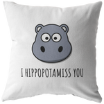 Cute Hippo Throw Pillow - Boyfriend or Girlfriend Gift - Romantic Valentine or Birthday Present - Long Distance Relationship