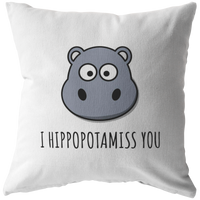 Cute Hippo Throw Pillow - Boyfriend or Girlfriend Gift - Romantic Valentine or Birthday Present - Long Distance Relationship