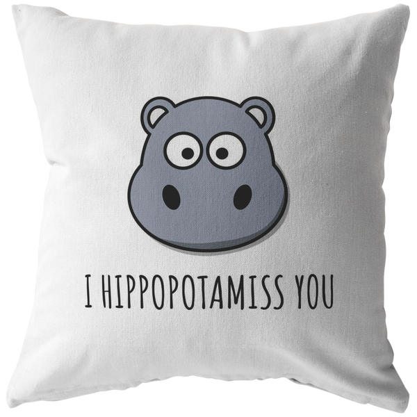 Cute Hippo Throw Pillow - Boyfriend or Girlfriend Gift - Romantic Valentine or Birthday Present - Long Distance Relationship