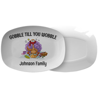 Personalized Thanksgiving Platter - Funny Thanksgiving Platter - Gobble Till You Wobble - Serving Dish