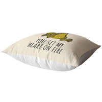 Cute Dragon Throw Pillow - Romantic Boyfriend or Girlfriend Gift - You Set My Heart On Fire - Valentine or Birthday Present