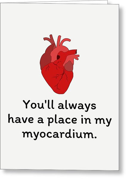 Medical Valentine's Day Card - Cute Medical Valentine - Card For Doctor Or Med Student - Myocardium - Greeting Card