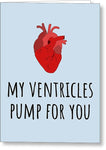 Medical Valentine's Day Card - Cute Medical Valentine - Card For Doctor Or Med Student - Ventricles - Greeting Card