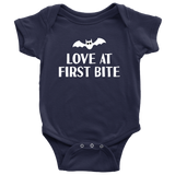 Cute Halloween Baby Shirt - Creepy Baby One-piece - Spooky Baby Bodysuit - Love At First Bite - Many Sizes And Colors - Halloween Baby Gift