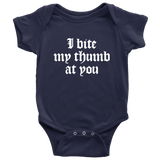 Shakespeare Insult Baby Shirt - Shakespeare Baby One-piece - English Teacher Baby - Insult baby Shirt - Baby Shower - I Bite My Thumb At You