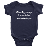 Criminologist Baby One-piece - Criminology Baby Bodysuit - I Want To Be A Criminologist - Baby Shower or Birthday - Many Sizes And Colors