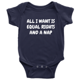 Funny Feminist Baby One-piece - Feminist Baby Bodysuit - Equal Rights And A Nap - Many Sizes And Colors Available - Baby Shower or Birthday