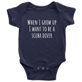 Cute Baby One-piece - Scuba Diving Baby Shirt - Diving Baby Bodysuit - I Want To Be A Scuba Diver - Many Sizes And Colors - All Cotton