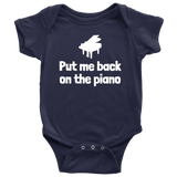 Cute Pianist Baby Shirt - Piano Baby One-piece - Put Me Back On The Piano - Baby Shower Or First Birthday Gift - Many Sizes And Colors