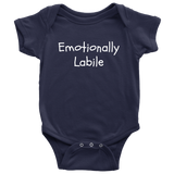 Funny Psychology Baby Shirt - Psychologist Baby One-piece - Emotionally Labile - Baby Shower Gift Idea - Many Sizes And Colors