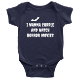 Funny Halloween Baby Shirt - Creepy Baby One-piece - Spooky Baby Bodysuit - Cuddle And Watch Horror Movies - Halloween Baby Gift