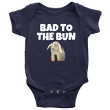 Cute Bunny Baby One-piece - Bunny Rabbit Baby Shirt - Funny Rabbit Pun - Bad To The Bun - Baby Shower Gift - Many Sizes And Colors