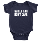 Funny Biker Baby Shirt - Motorcycle Rider Baby One-piece - Harley Hair Don't Care - Biker's Baby Gift - Many Sizes And Colors