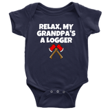 Cute Logging Baby Shirt - Baby One-piece - My Grandpa's A Logger - Baby Shower, First Birthday - Many Sizes And Colors - Cotton