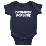 Cute Drummer Baby Shirt - Drumming Baby One-piece - Drummer For Hire - Baby Shower Gift Idea - Many Sizes And Colors