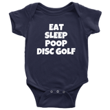 Funny Baby One-piece - Disc Golf Baby Shirt - Eat Sleep Poop Disc Golf - Many Sizes And Colors - Baby Shower or Birthday Gift - All Cotton