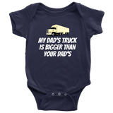 Funny Trucker Baby One-piece - Truck Driver Baby Bodysuit - My Dad's Truck - Baby Shower or Birthday Gift - Many Sizes And Colors