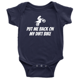 Dirt Bike Baby One-piece - Motocross Baby Shirt - Put Me Back On My Dirt Bike - Baby Shower Gift - Many Sizes And Colors - All Cotton