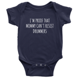 Cute Drummer Baby Shirt - Drumming Baby One-piece - Mommy Can't Resist Drummers - Baby Shower Gift Idea - Many Sizes And Colors