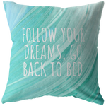 Funny Throw Pillow - Friend Birthday Gift - Funny Quote Pillow - Follow Your Dreams, Go Back To Bed