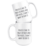 custom order - 30 pages of rules - 15 oz