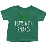 Cute Toddler Shirt - Herpetology Toddler Tee - Plays With Snakes - Snake Lover Present - Toddler Birthday Gift - Many Colors Available