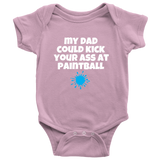 Paintball Baby One-Piece - Cute Baby Shirt - Paintball Dad - Custom Text Available - Many Sizes And Colors Available - All Cotton