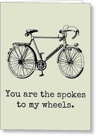 Romantic Bicycle Card - Cyclist Greeting Card - Cute Bicycle Card - Valentine's Day - Spokes - Greeting Card
