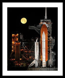 Sts-119 Shuttle Discovery With Moon - Framed Print