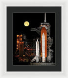 Sts-119 Shuttle Discovery With Moon - Framed Print