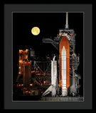 Sts-119 Shuttle Discovery With Moon - Framed Print