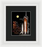 Sts-119 Shuttle Discovery With Moon - Framed Print